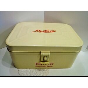 Vintage Collin Street Bakery Bread Tin Metal Storage Box Rustic Kitchen Decor